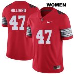 Women's NCAA Ohio State Buckeyes Justin Hilliard #47 College Stitched 2018 Spring Game Authentic Nike Red Football Jersey OO20L37OY